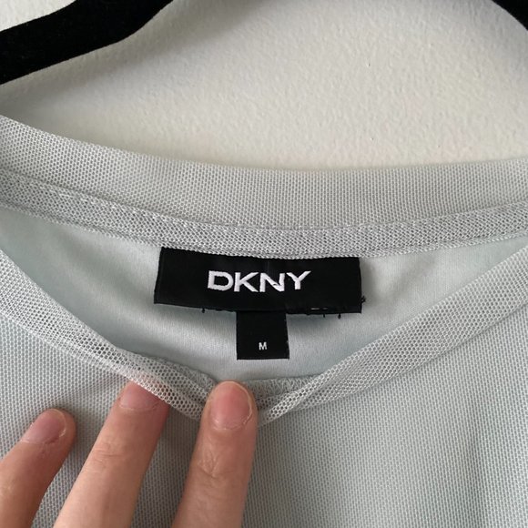 DKNY Pale Blue Mesh Long Sleeve Shirt (Medium) - Picture 2 of 8